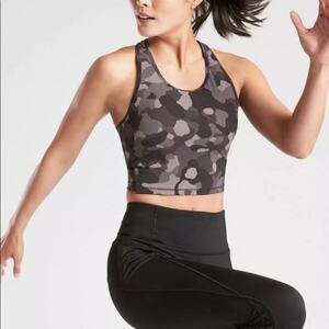 Athleta Sz M Lightning Camo Crop Tank Racerback Athletic Top Running Yoga Sporty